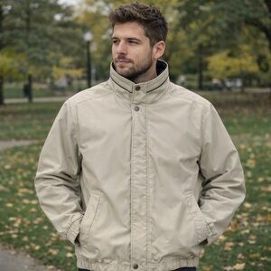 Pacific Trail Men’s L Fleece Lined Jacket Beige Khaki Vintage Y2K Zip